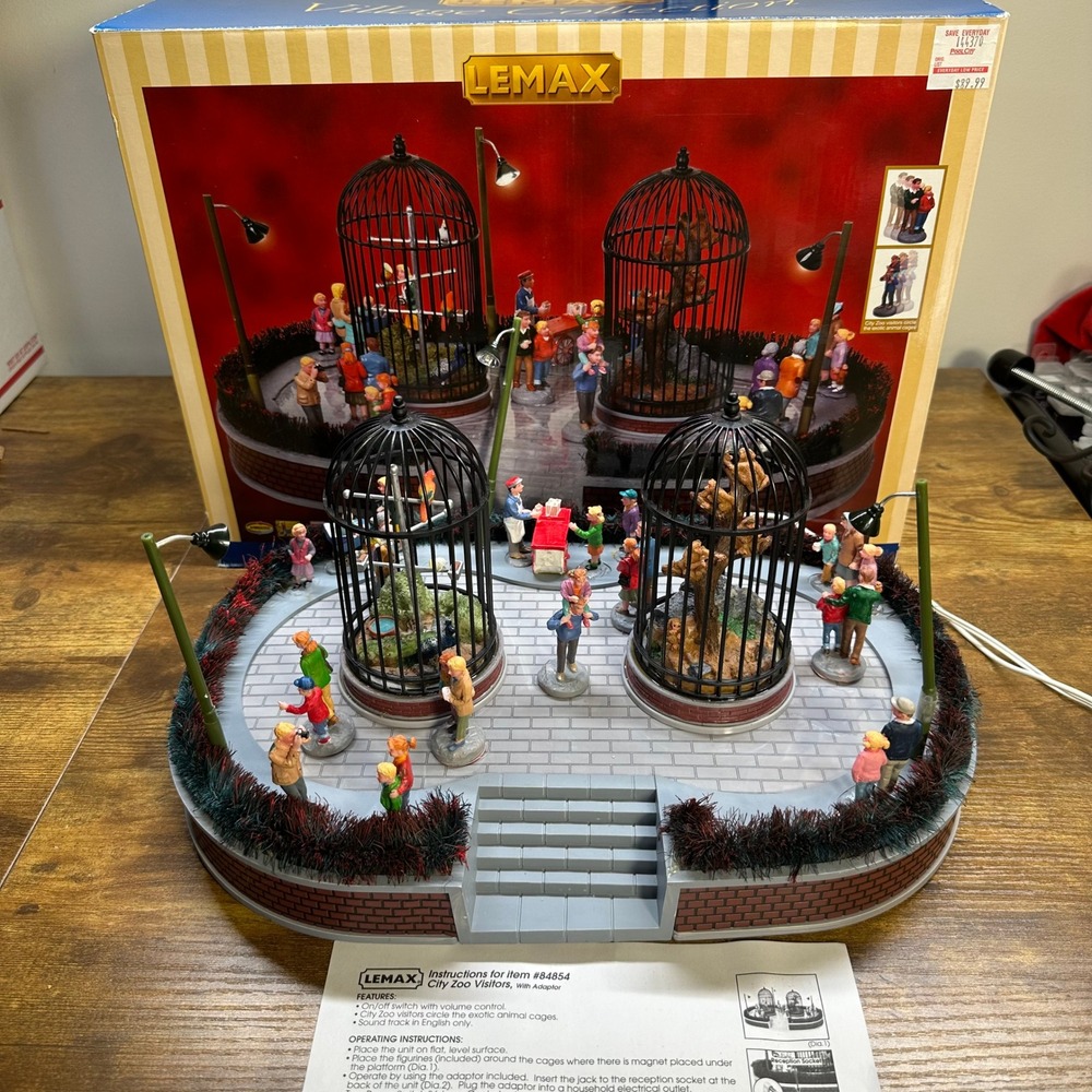 Lemax Village Collection City Zoo Visitors Animated 84854 With Box Adaptor READ